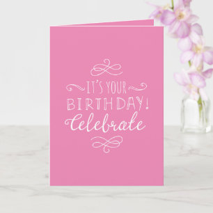 Carte Anniversaire rose et blanc
