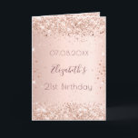 Carte Anniversaire rose or blush parties scintillant pho<br><div class="desc">Une carte pour un 21e anniversaire féminin et glamour (ou tout âge). Un arrière - plan rose à l'aspect faux métallique et à la fausse parties scintillant. Le texte : Le nom est écrit en or rose foncé avec un grand script de style à la main moderne. Personnalisez et ajoutez...</div>