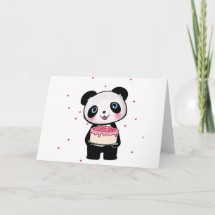 Carte Anniversaire rose Ours de panda avec passionné de