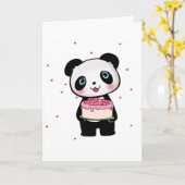 Carte Anniversaire rose Ours de panda avec passionné de  (Fleur jaune)