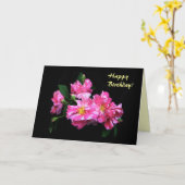 Carte Anniversaire Rose rayé (Fleur jaune)