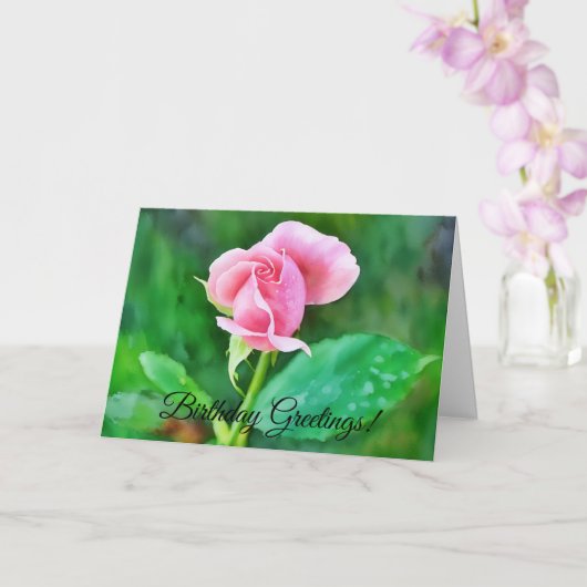 Carte Anniversaire rose Rose (Orchidée)