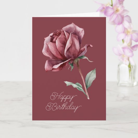 Carte Anniversaire Rose Rouge (Orchidée)