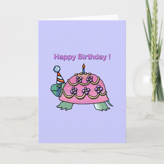Carte Anniversaire rose Tortue 2 Anniversaire (Devant)