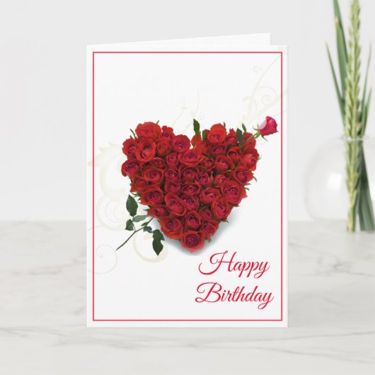 Carte Anniversaire - Roses Coeur-Rouge (Devant)