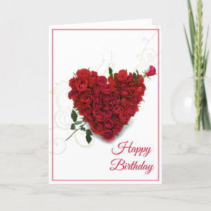 Carte Anniversaire - Roses Coeur-Rouge
