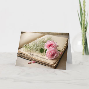 Carte Anniversaire Roses Roses Roses Roses Sur Ancien Sc