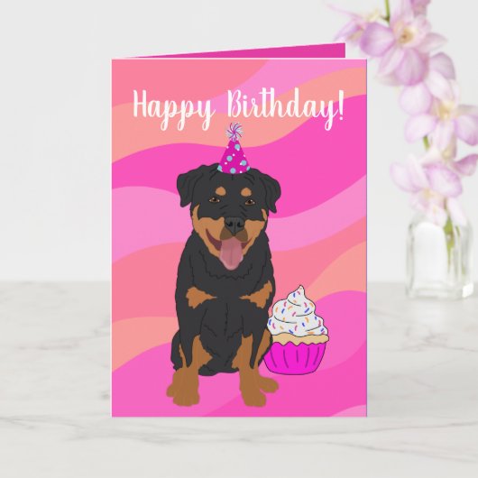 Carte Anniversaire Rottweiler (Orchidée)