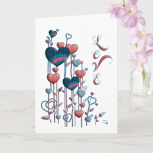 Carte Anniversaire Rouge Bleu Aime Coeurs Personnalisé