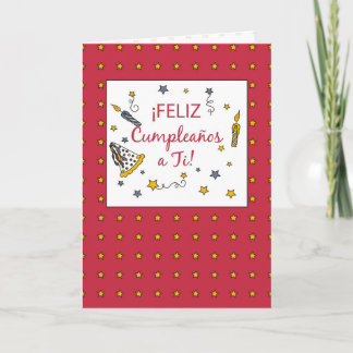 Carte Anniversaire rouge, espagnol