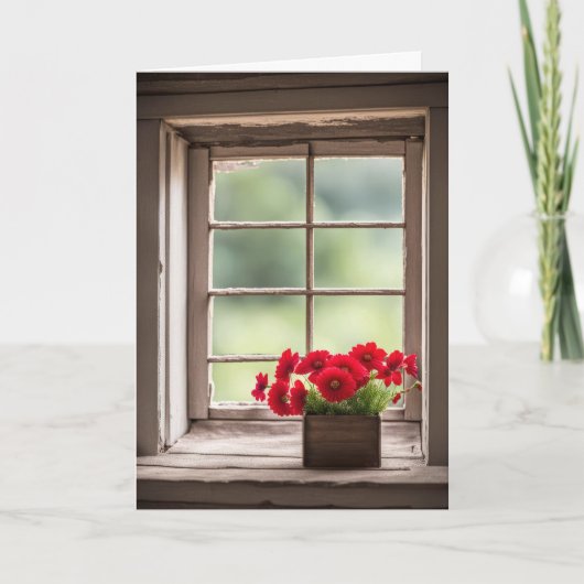 Carte Anniversaire Rouge Gerbera Daisées En Boîte (Devant)