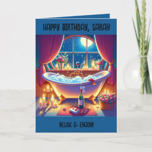 Carte Anniversaire Rouleau Vintage Bain, Bulles, V