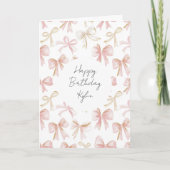 Carte Anniversaire Rubans Rose Féminin (Devant)