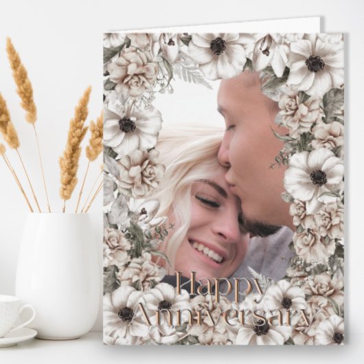 Carte Anniversaire Rustique Floral