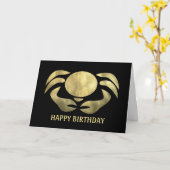 Carte Anniversaire rustique imprimé de crabe de Cancer (Fleur jaune)