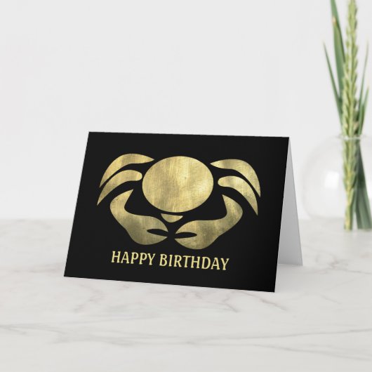 Carte Anniversaire rustique imprimé de crabe de Cancer (Devant)