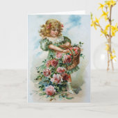 Carte Anniversaire Salutations Rose Victorian Girl (Fleur jaune)
