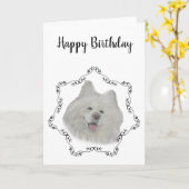Carte Anniversaire Samoyé (Fleur jaune)