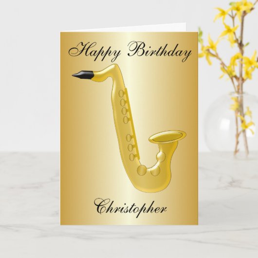 Carte Anniversaire saxophone (Fleur jaune)