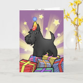 Carte Anniversaire Scottish Terrier (Fleur jaune)
