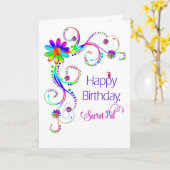 Carte Anniversaire, Secet Pal, Couleurs Abstraites Flora (Fleur jaune)