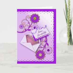 Carte Anniversaire - Secret Pal - Violet/Fleurs/Lettre