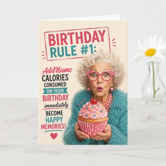 Carte Anniversaire Senior Sassy - Ajouter un nom (Petite plante)