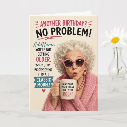 Carte Anniversaire Senior Sassy - Ajouter un nom (Petite plante)