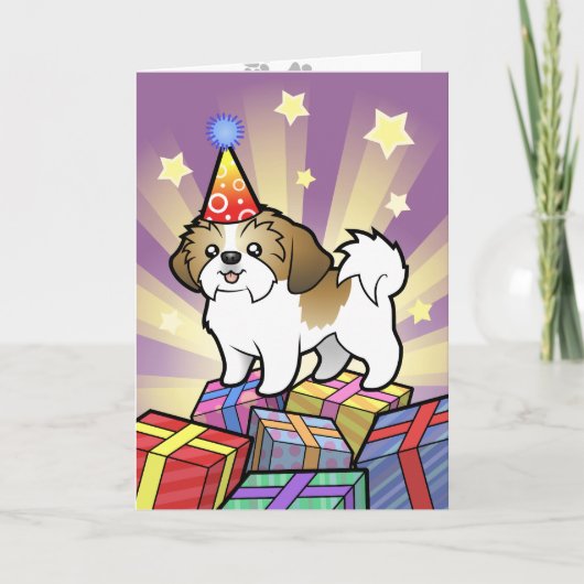 Carte Anniversaire Shih Tzu (chiot coupé) (Devant)