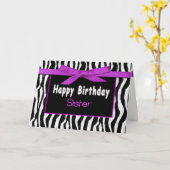 Carte Anniversaire, Sis, Soeur, ZEBRA, FUSCHIE BOUT (Fleur jaune)