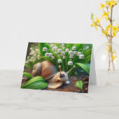 Carte Anniversaire Snail Dans Le Jardin Du Printemps (Fleur jaune)