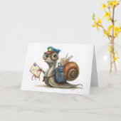 Carte Anniversaire Snail Postman Livrer du courrier (Fleur jaune)