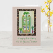 Carte Anniversaire, Soeur, Demeure de Vie avec Cabinet a (Fleur jaune)