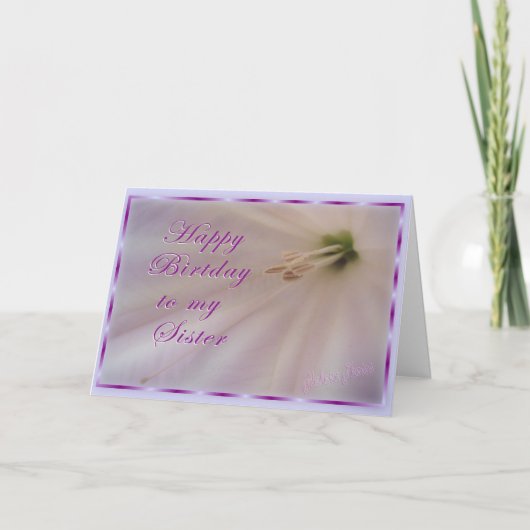 Carte Anniversaire soeur/Fleur et ruban (Devant)