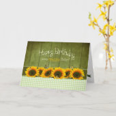 Carte Anniversaire - Soeur - Fleurs de soleil et papillo (Fleur jaune)