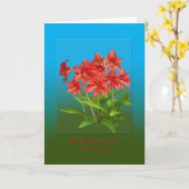 Carte Anniversaire, Soeur, Lys du Jour Rouge (Fleur jaune)