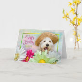 CARTE ANNIVERSAIRE - SOEUR - POIVRE/FLEURS/SUNHAT (Fleur jaune)