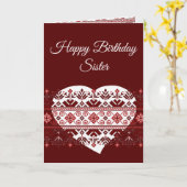 Carte Anniversaire Soeur Ukrainienne Folk Embroderie Eth (Fleur jaune)