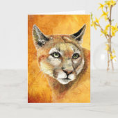 Carte Anniversaire Son Cougar Mountain Lion Animal (Fleur jaune)