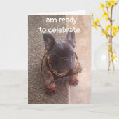 CARTE ANNIVERSAIRE SOUHAITE D'UN CHIEN COOL (Fleur jaune)