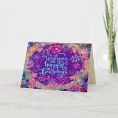 Carte Anniversaire Souhaite Plutôt Violet Joyeux Floral (Devant)