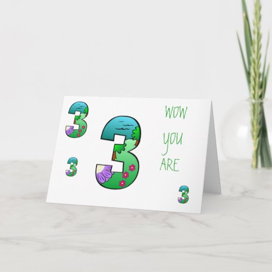 CARTE ANNIVERSAIRE SOUHAITE UN **3** ANNÉE SPÉCIAL (Devant)