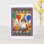 CARTE ANNIVERSAIRE ST BERNARD (Fleur jaune)