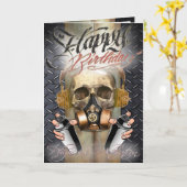 Carte anniversaire steampunk\graffiti crâne (Fleur jaune)