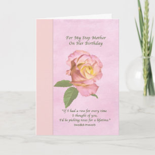 Carte Anniversaire, Step Mother, Rose de la paix