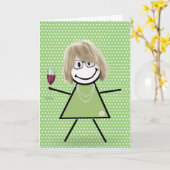 Carte Anniversaire Stick Girl sur Pois (Fleur jaune)