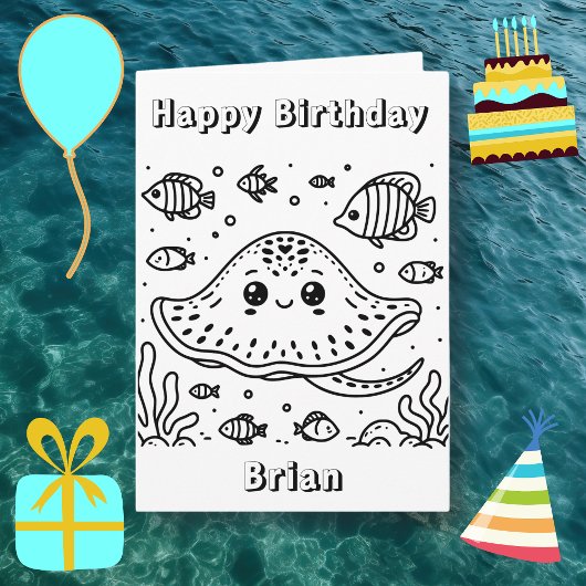Carte Anniversaire Stingray | Page de coloriage de l'enf