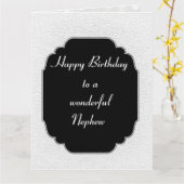 Carte Anniversaire Stylé moderne neveu noir et blanc (Fleur jaune)
