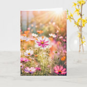 Carte Anniversaire Summer Pink Cosmos Garden (Fleur jaune)