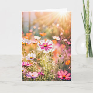Carte Anniversaire Summer Pink Cosmos Garden